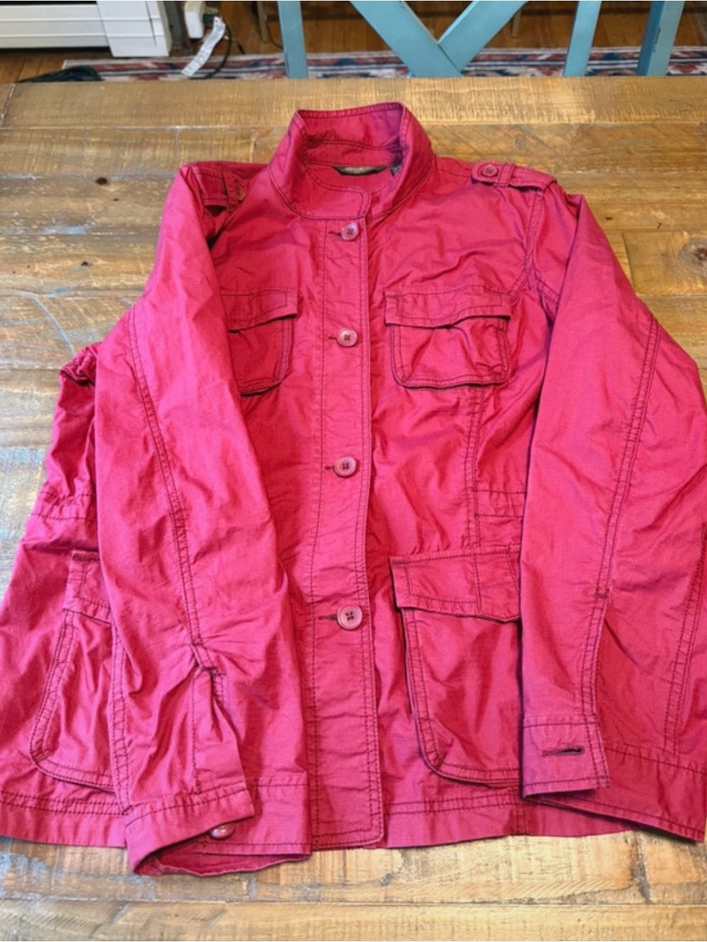 Eddie Bauer Pink Utility Jacket with Stand Collar